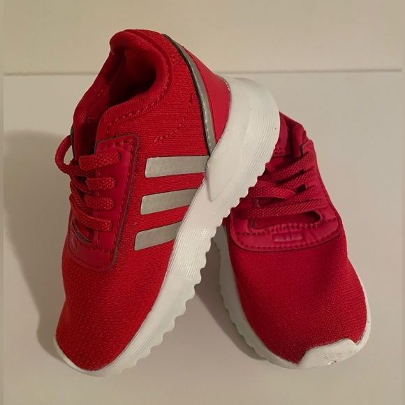 ADIDAS RED LITTLE GIRL SLIDE SNEAKERS - Picture 5 of 8